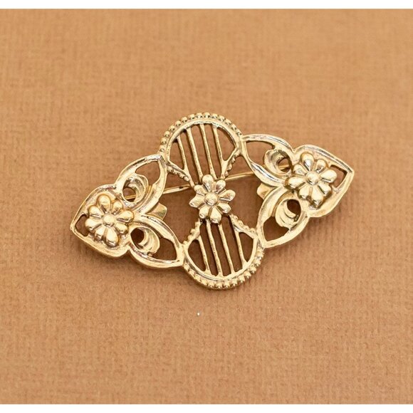 Vintage Victorian Floral Symbol Elegant Brooch - Y2 - Picture 1 of 2